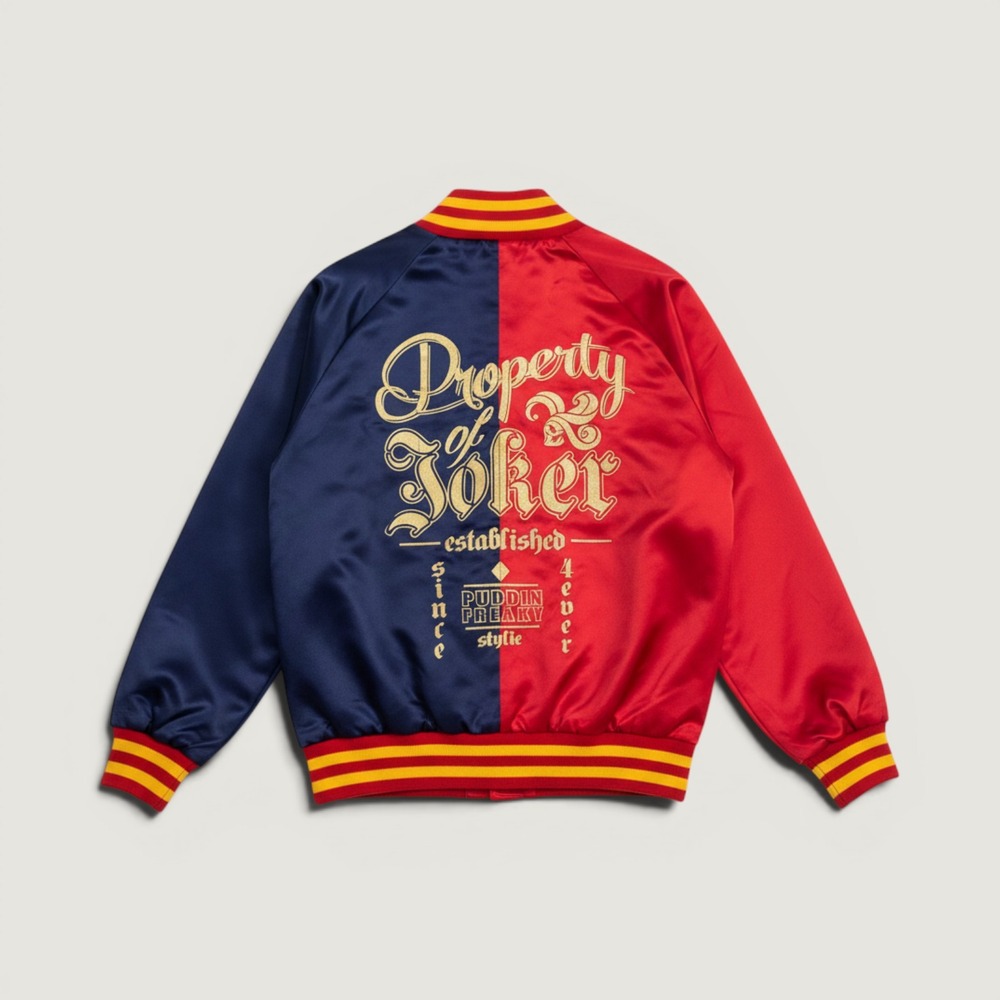 Suicide Squad Harley Quinn Women M Property of Joker Satin Bomber Jacket Costume